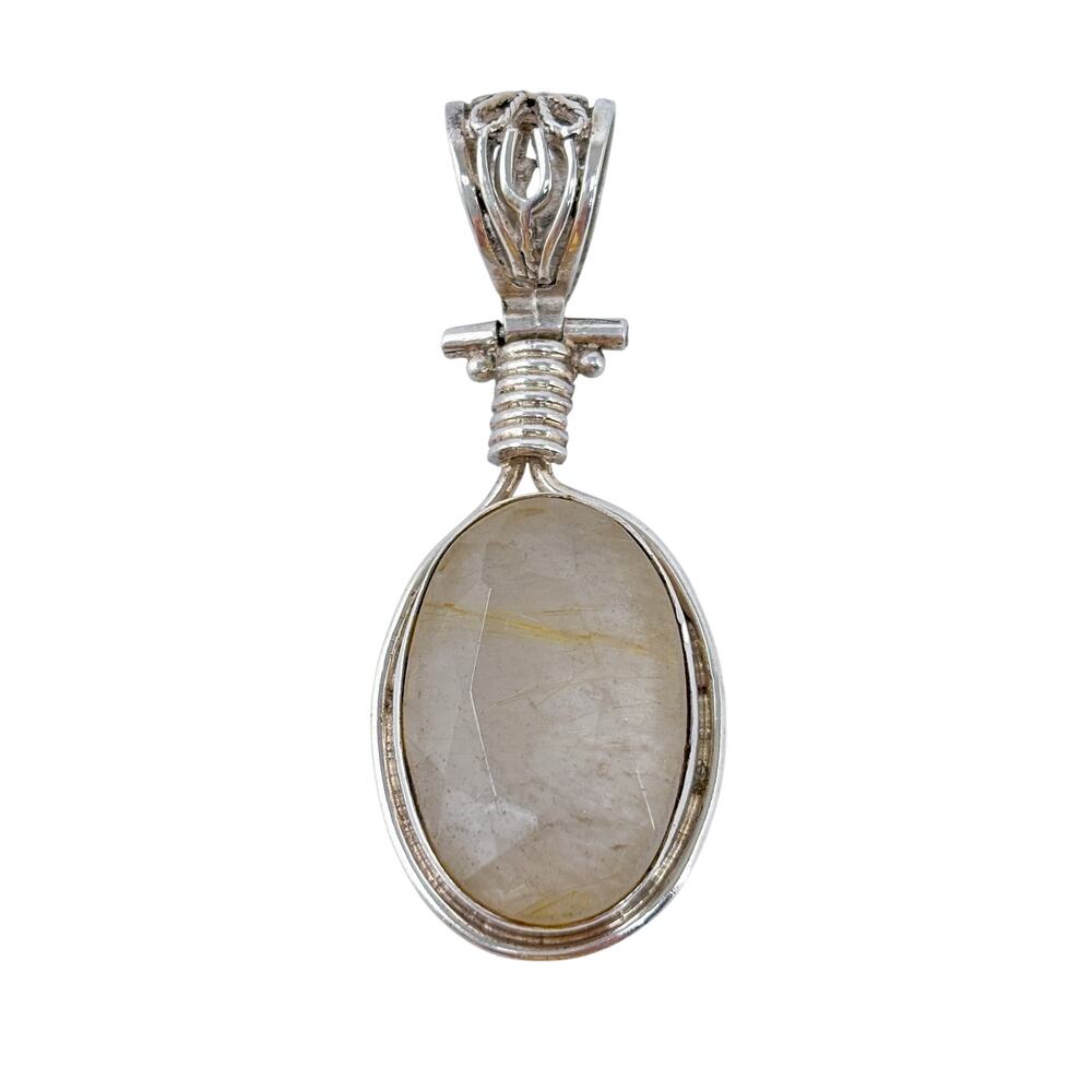 Vintage Sterling Silver 925 Quartz Pendant